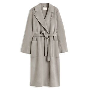 H&M PREMIUM SELECTION DOUBLE FACED WOOL WRAP COAT NEUTRAL Taupe Gray XS